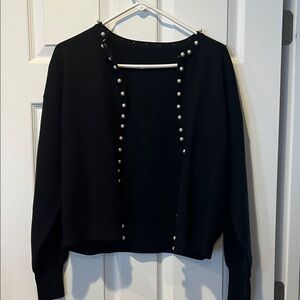 Source Unknown Black Sweater with Pearl Accents